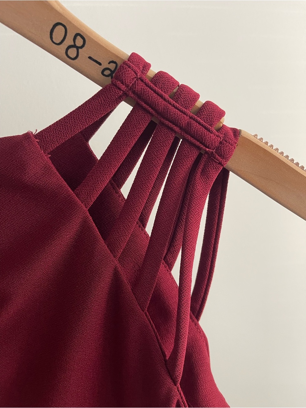 Burgundy Strappy Halter Tank Top Size S Minimalist Cami Summer Casual Clean Girl - Picture 8 of 10